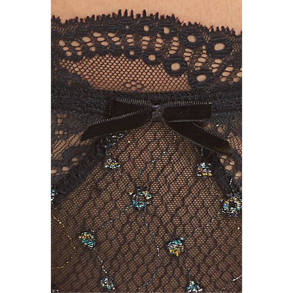 PALINDROME Mimi Cut-Out Sheer Lace Sexy Thong Panty Black Medium NEW - Picture 6 of 8